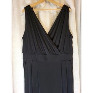 Torrid Studio Jumpsuit 2C Black Wide Leg Sleeveless Surplice Pockets Stretch NEW